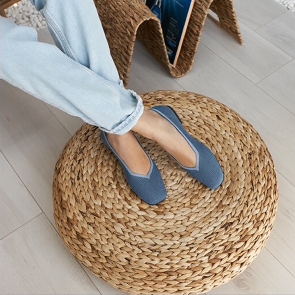 NEW Vivaia Margot Square Toe ballet Flat Denim Blue 10